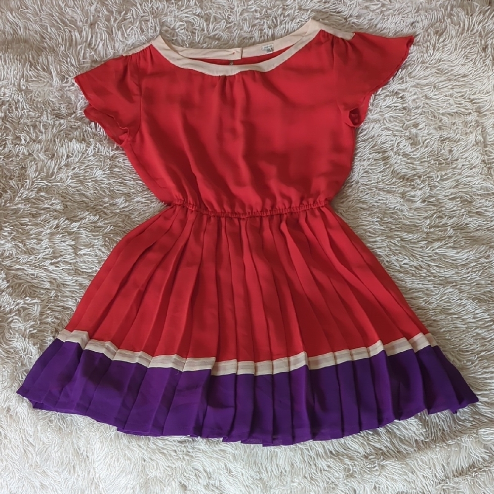Charming Red and Purple Color Blocked Dress